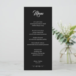Enkel Svart & Vit Elegant Minimalistisk Bröllop Meny