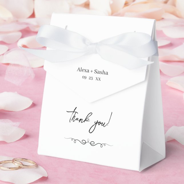 Enkel svart & vit elegant minimalistisk bröllop presentaskar (Bröllop)