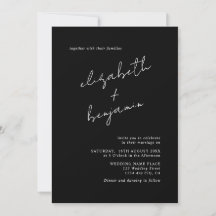 Enkel svart & vit elegant minimalistisk bröllopsfe