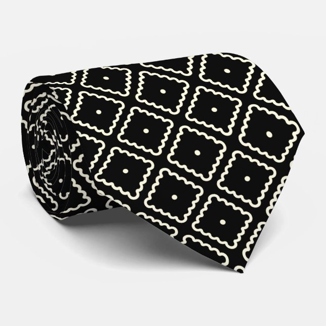 Enkel svart, vit Elegant, svart, vit ruta Slips (Rullad)