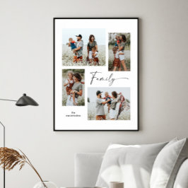 Enkel svart-vit familjekollage poster
