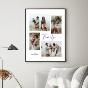 Enkel svart-vit familjekollage poster