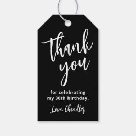Enkel svart-vit födelsedagsfest tack presentetikett