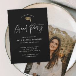 Enkel Svart & Vit Foto-Examenfest Inbjudningar