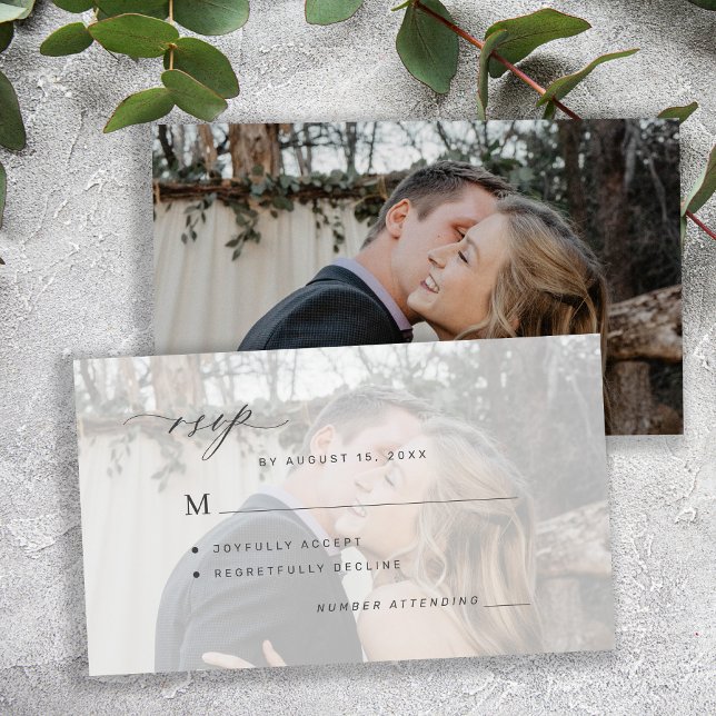 Enkel svart-vit fotobryllop RSVP Tilläggskort (This is a MINI CARD. Bigger sizes available)