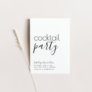Enkel svart-vit inbjudan till cocktailparty