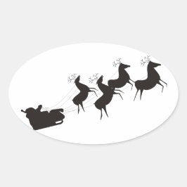 Enkel svart vit jul ovalt klistermärke