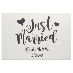 Enkel svart/vit "Just Married" skylt för bil Tyg
