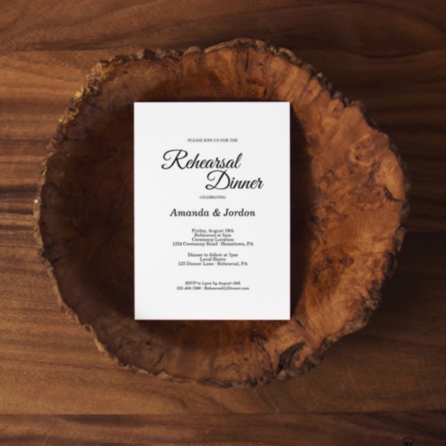 Enkel svart vit kallgrafi - repetitionsmiddag inbjudningar (Skapare uppladdad)