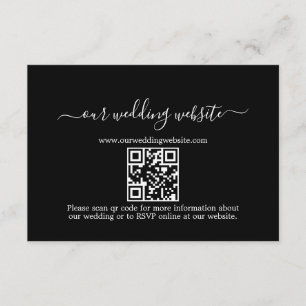 Enkel svart vit kalligrafi QR-kod Bröllop Tilläggskort