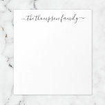 Enkel svart vit kalligrafifamilj Namn Anteckningsblock<br><div class="desc">Den minimalistiska Svarta och vita familjen Namn i Anteckningsblocket Calligraphy . Anpassa elegantens skriptmall namn med din familj namn.</div>