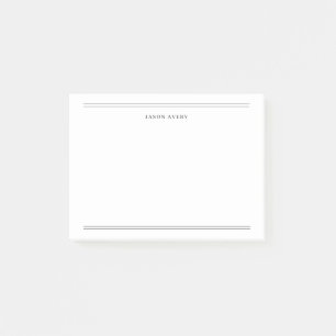 Enkel svart vit klassisk Dubbla Linjer Post-it Block
