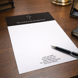 Enkel svart vit kors kontur Kyrka Pastor Brevhuvud