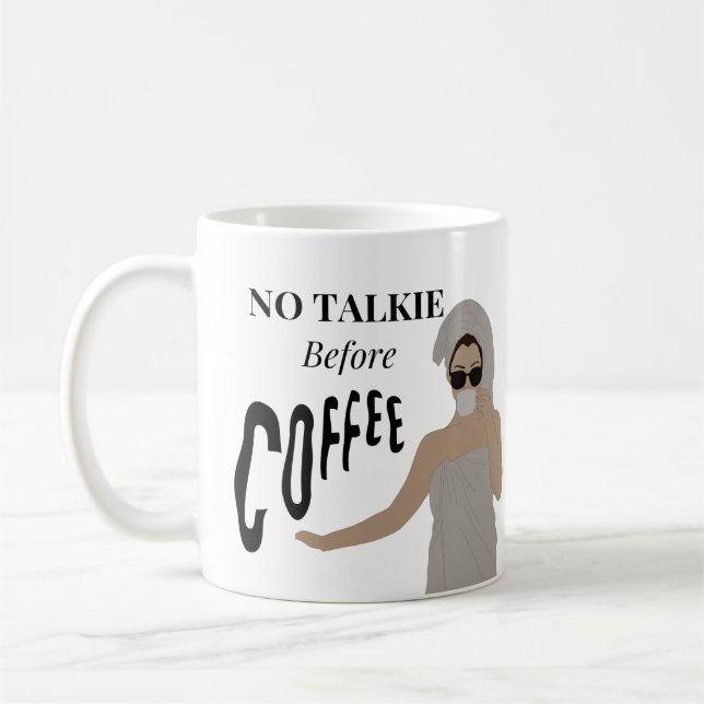 Enkel svart, vit kvinna, rolig text kaffemugg (Vänster)