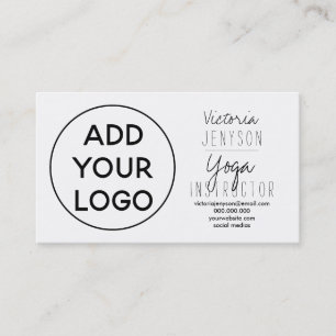 Enkel svart-vit logotyp yogainstruktör visitkort