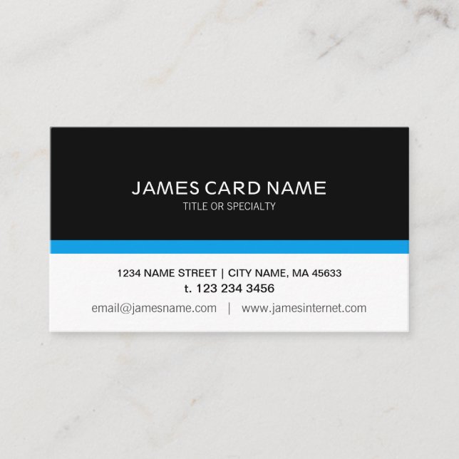 Enkel svart/vit med en blålinjen visitkort (Framsida)