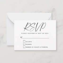 Enkel svart-vit minimalistisk budget RSVP-kort med Anteckningskort