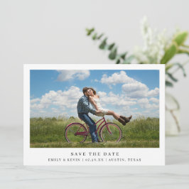 Enkel svart, vit, minimalistisk foto Modern Bröllo Spara Datumet