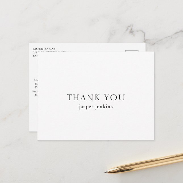 Enkel svart-vit minimalistisk modern design vykort (Fram/Back In Situ)