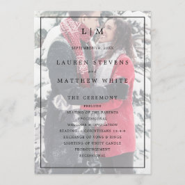 Enkel svart-vit monogram elegant bröllop program