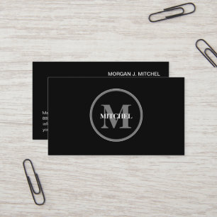 Enkel svart vit monogram Modern Professionell Visitkort