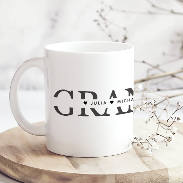 Enkel Svart Vit Mormor Lägg till Namn Kaffemugg (Skapare uppladdad)
