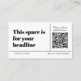 Enkel svart & vit QR-kod Anpassningsbar Modern Visitkort