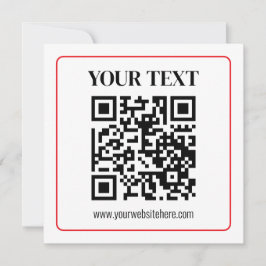 Enkel svart & vit QR-kod med röd ram Anteckningskort
