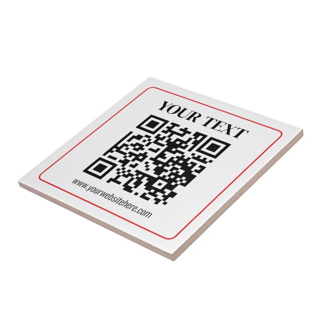 Enkel svart & vit QR-kod med röd ram Kakelplatta (Sidan)