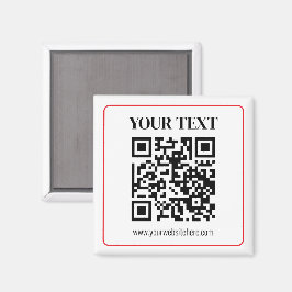Enkel svart & vit QR-kod med röd ram Magnet