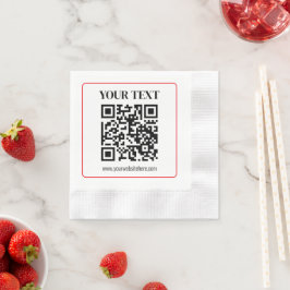 Enkel svart & vit QR-kod med röd ram Pappersservett