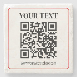 Enkel svart & vit QR-kod med röd ram Stenunderlägg