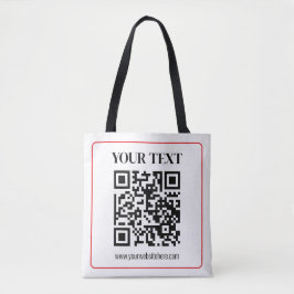 Enkel svart & vit QR-kod med röd ram Tygkasse