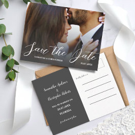 Enkel svart-vit Save the Date bröllopskort   Vykort