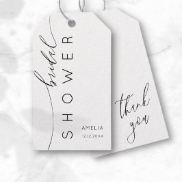 Enkel svart-vit tack Bröllopsdusch Presentetikett
