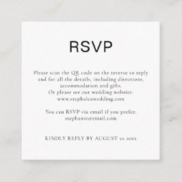 Enkel svart-vit text QR-kod RSVP Tilläggskort