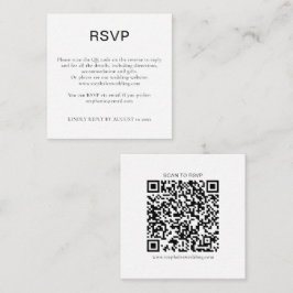 Enkel svart-vit text QR-kod RSVP Tilläggskort