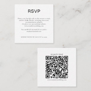 Enkel svart-vit text QR-kod RSVP Tilläggskort