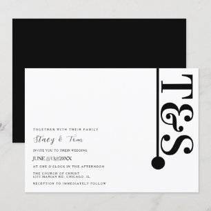 Enkel svart-vit typografi Linje Logo Bröllop Inbjudningar