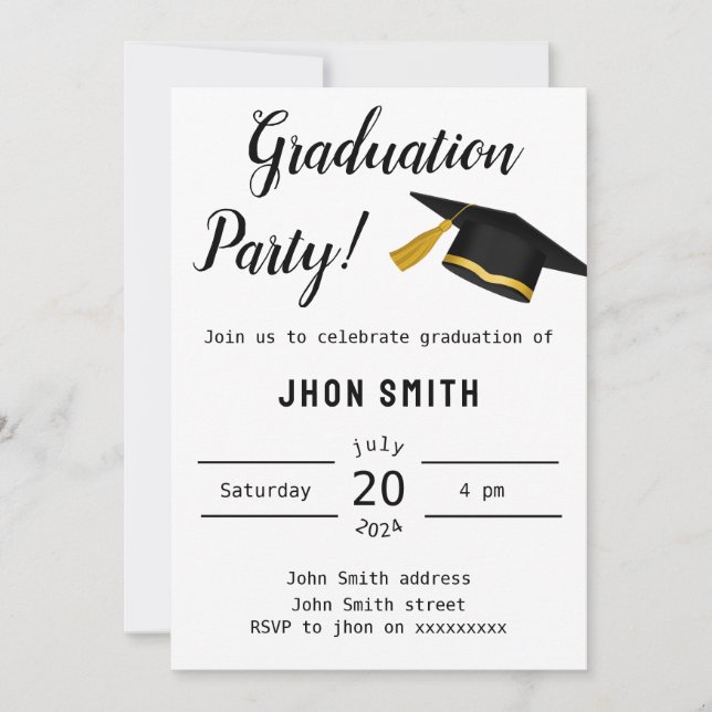 Enkel svart-vit typsnittsfoto  inbjudningar (Framsida)