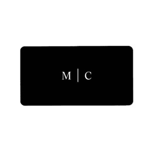 Enkel svartfärgad monogram-Initialer-symbol Adressetikett