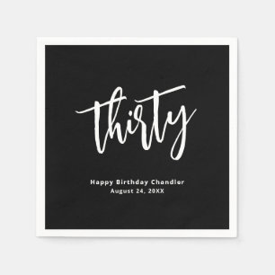 Enkel svartvit 30års födelsedag Party Napkins Pappersservett