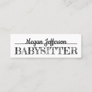 Enkel svartvit BabysitterbarnflickaMinimalist Mini Visitkort