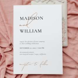 Enkel svartvit Bröllop, modern, minimalistisk Inbjudningar