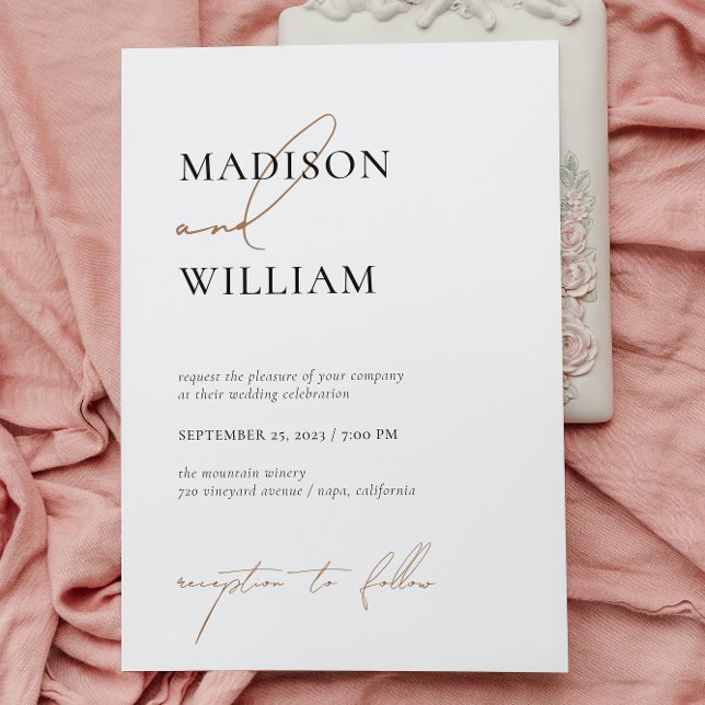 Enkel svartvit Bröllop, modern, minimalistisk Inbjudningar (Skapare uppladdad)