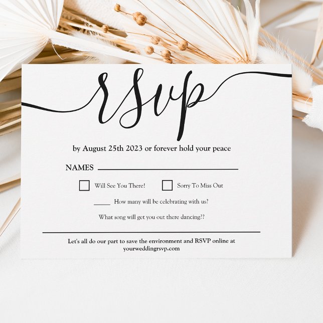 Enkel svartvit bröllop OSA för elegant Inbjudningar (Simple elegant black white wedding rsvp invitation)