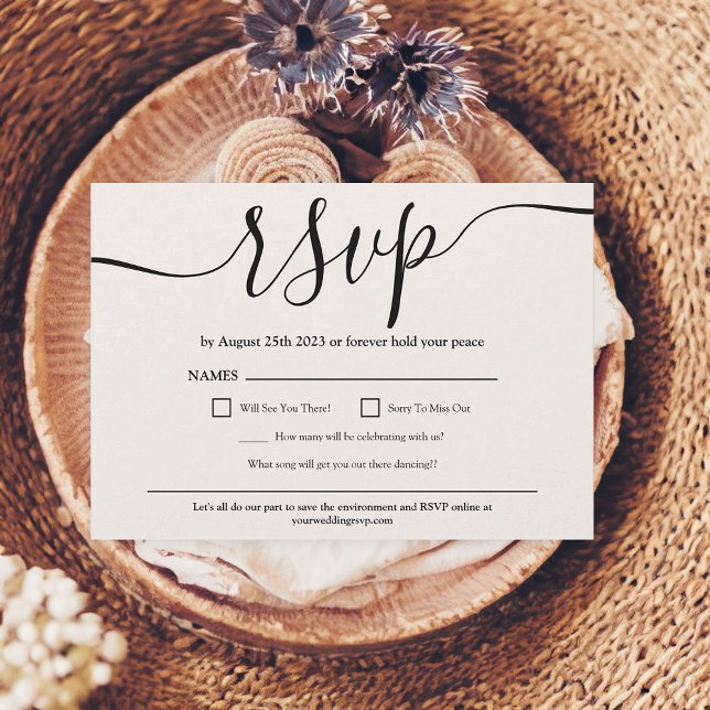 Enkel svartvit bröllop OSA för elegant Inbjudningar (Simple elegant black white wedding rsvp invitation)