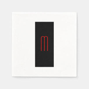 Enkel svartvit chic, Monogram svart vit slinga Pappersservett