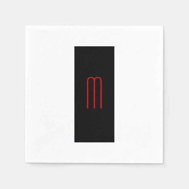 Enkel svartvit chic, Monogram svart vit slinga Pappersservett (Framsidan)