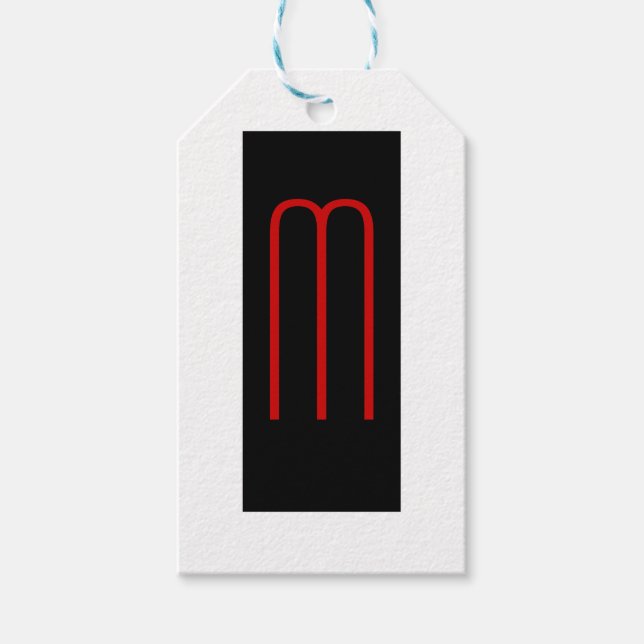 Enkel svartvit chic, Monogram svart vit slinga Presentetikett (Framsidan)